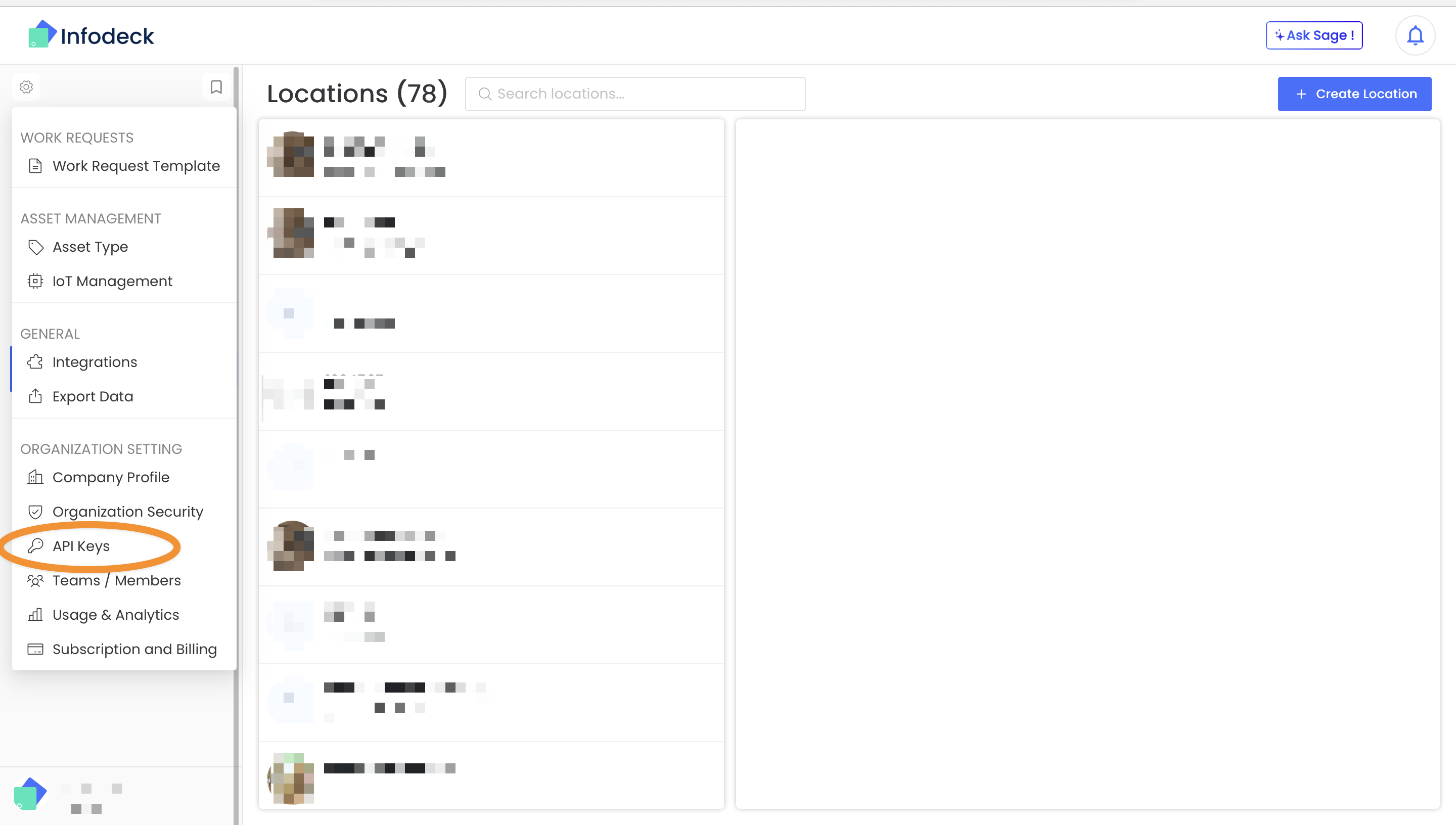 Settings navigation showing API Keys menu location